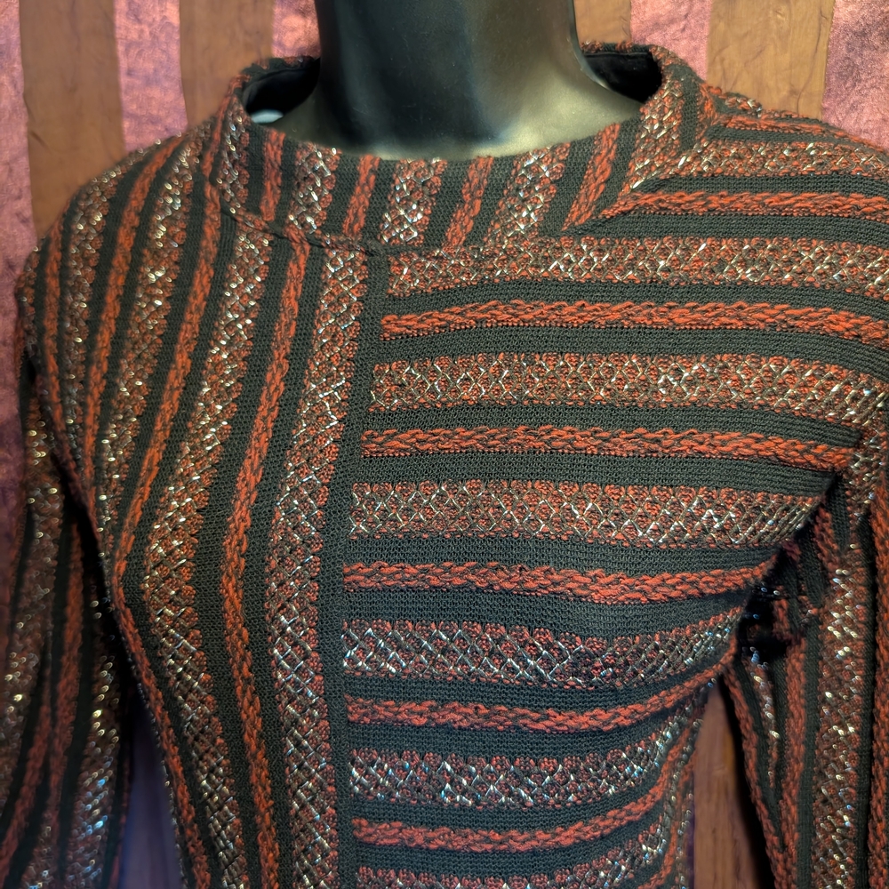 Anthropologie Black & Burgundy Knit Sweater NWT XS Grunge Goth Urban Outfitters